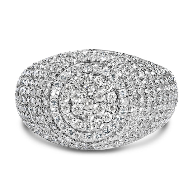 Men's 10K Yellow Gold 1 1/2 Cttw Diamond Cluster Dome Band Ring