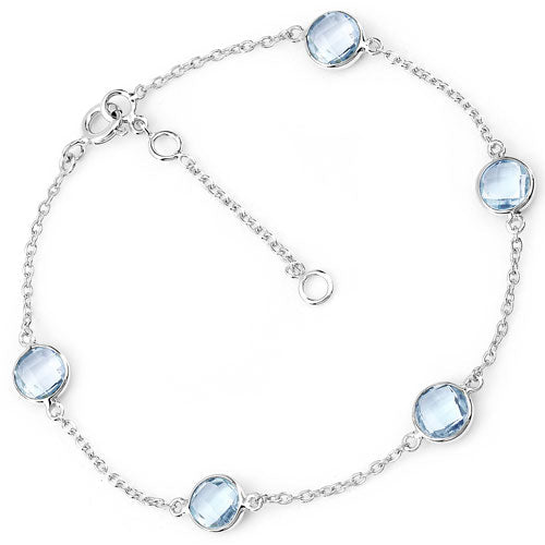 5.00 Carat Genuine Blue Topaz .925 Sterling Silver Bracelet - Bracelets - Custom Crafting Alliance, LLC