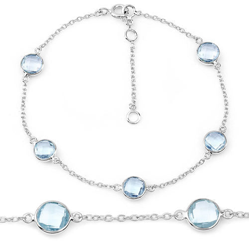 5.00 Carat Genuine Blue Topaz .925 Sterling Silver Bracelet - Bracelets - Custom Crafting Alliance, LLC