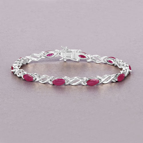 5.00 Carat Genuine Ruby 10K White Gold Bracelet - Bracelets - Custom Crafting Alliance, LLC