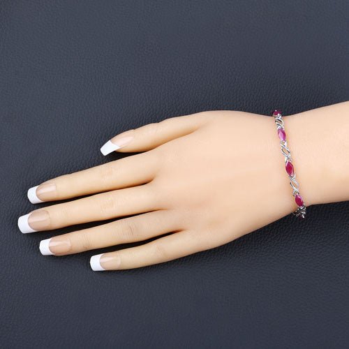 5.00 Carat Genuine Ruby 10K White Gold Bracelet - Bracelets - Custom Crafting Alliance, LLC