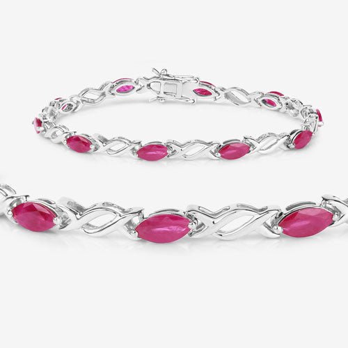 5.00 Carat Genuine Ruby 10K White Gold Bracelet - Bracelets - Custom Crafting Alliance, LLC