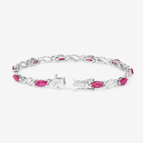 5.00 Carat Genuine Ruby 10K White Gold Bracelet - Bracelets - Custom Crafting Alliance, LLC
