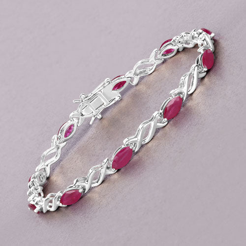 5.00 Carat Genuine Ruby 10K White Gold Bracelet - Bracelets - Custom Crafting Alliance, LLC
