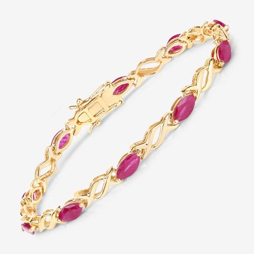 5.00 Carat Genuine Ruby 10K Yellow Gold Bracelet - Bracelets - Custom Crafting Alliance, LLC