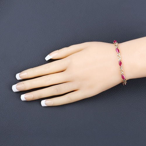 5.00 Carat Genuine Ruby 10K Yellow Gold Bracelet - Bracelets - Custom Crafting Alliance, LLC