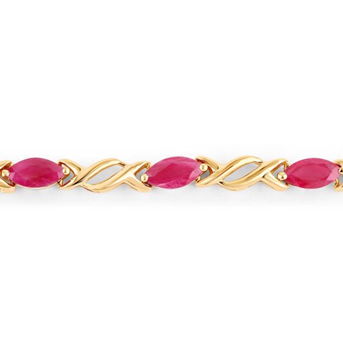 5.00 Carat Genuine Ruby 10K Yellow Gold Bracelet - Bracelets - Custom Crafting Alliance, LLC