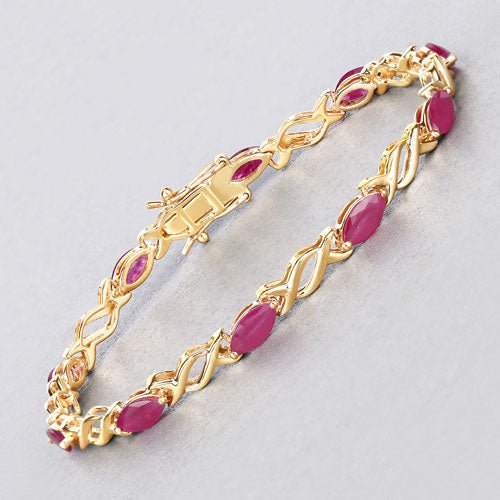 5.00 Carat Genuine Ruby 10K Yellow Gold Bracelet - Bracelets - Custom Crafting Alliance, LLC