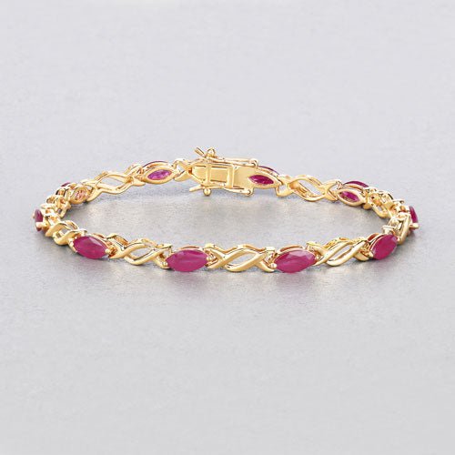 5.00 Carat Genuine Ruby 10K Yellow Gold Bracelet - Bracelets - Custom Crafting Alliance, LLC