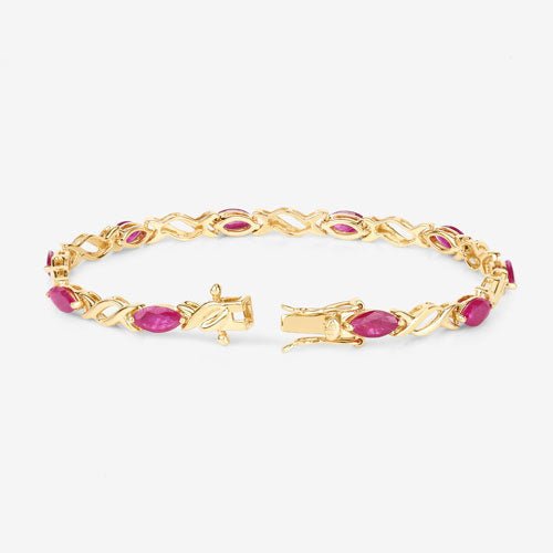 5.00 Carat Genuine Ruby 10K Yellow Gold Bracelet - Bracelets - Custom Crafting Alliance, LLC