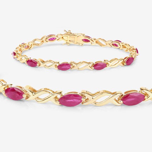 5.00 Carat Genuine Ruby 10K Yellow Gold Bracelet - Bracelets - Custom Crafting Alliance, LLC