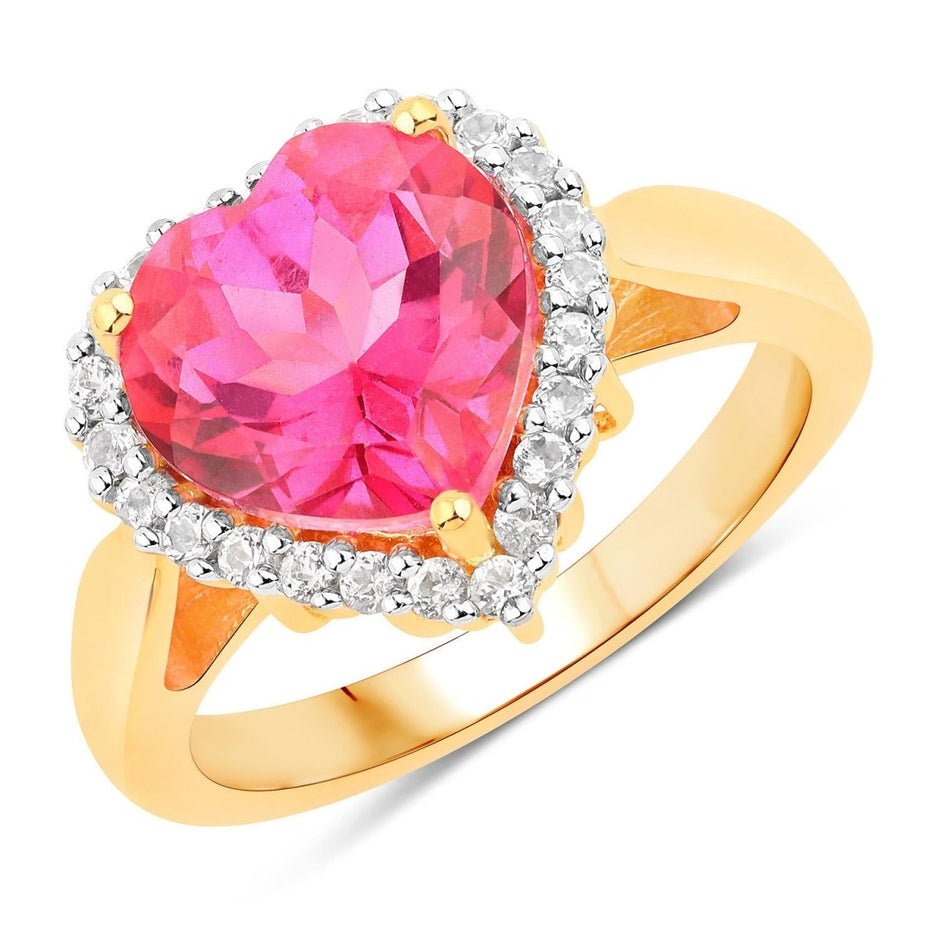 5.03 Carat Genuine Pink Topaz and White Topaz .925 Sterling Silver Ring - Rings - Custom Crafting Alliance, LLC