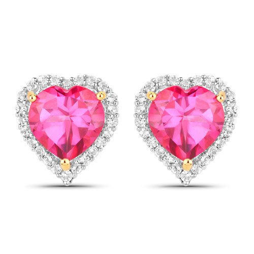 5.04 Carat Genuine Pink Topaz and White Topaz .925 Sterling Silver Earrings - Earrings - Custom Crafting Alliance, LLC