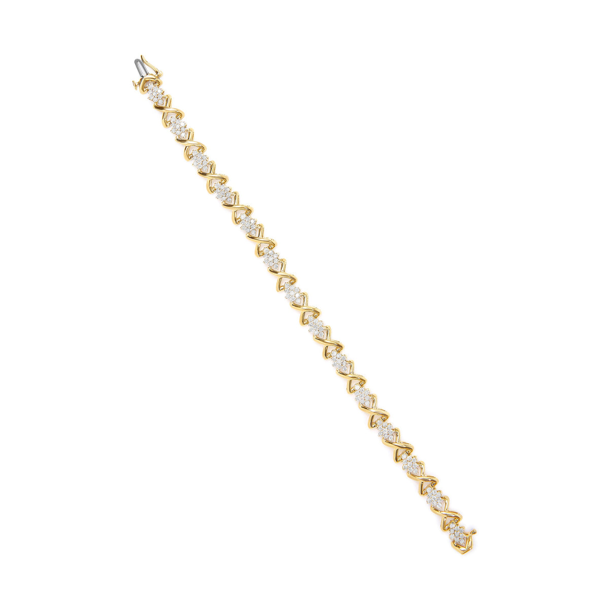 10k Yellow Gold Plated .925 Sterling Silver 2.00 Cttw Round-Cut Diamond Link 7