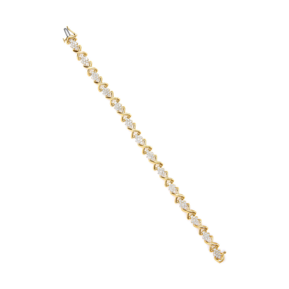 10k Yellow Gold Plated .925 Sterling Silver 2.00 Cttw Round-Cut Diamond Link 7