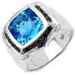 5.08 Carat Genuine Swiss Blue Topaz and Black Spinel .925 Sterling Silver Ring - Rings - Custom Crafting Alliance, LLC