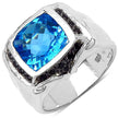 5.08 Carat Genuine Swiss Blue Topaz and Black Spinel .925 Sterling Silver Ring - Rings - Custom Crafting Alliance, LLC
