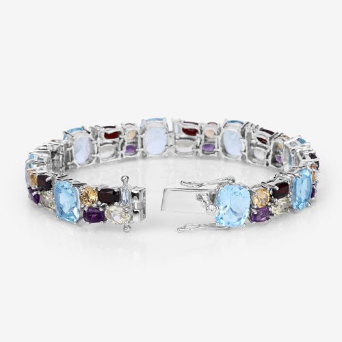 51.36 Carat Genuine Multi Stones .925 Sterling Silver Bracelet - Bracelets - Custom Crafting Alliance, LLC