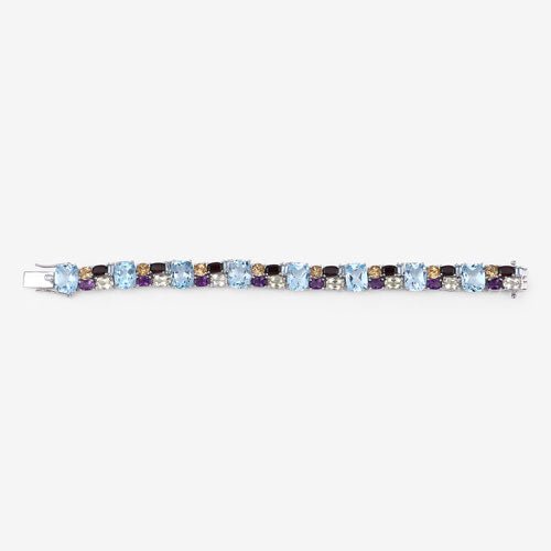 51.36 Carat Genuine Multi Stones .925 Sterling Silver Bracelet - Bracelets - Custom Crafting Alliance, LLC