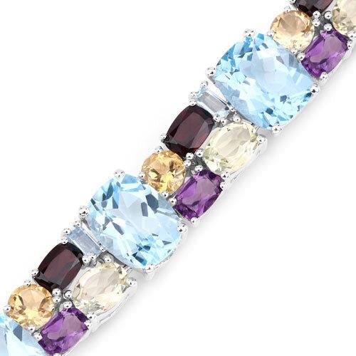51.36 Carat Genuine Multi Stones .925 Sterling Silver Bracelet - Bracelets - Custom Crafting Alliance, LLC