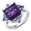 5.15 Carat Genuine Amethyst and Tanzanite .925 Sterling Silver Ring - Rings - Custom Crafting Alliance, LLC