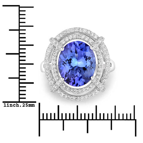 5.17 Carat Genuine Tanzanite and White Diamond 14K White Gold Ring - Rings - Custom Crafting Alliance, LLC