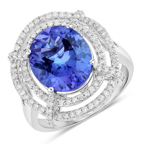 5.17 Carat Genuine Tanzanite and White Diamond 14K White Gold Ring - Rings - Custom Crafting Alliance, LLC