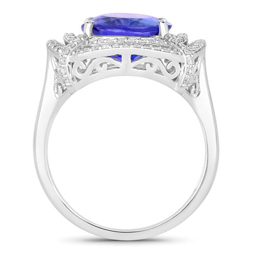 5.17 Carat Genuine Tanzanite and White Diamond 14K White Gold Ring - Rings - Custom Crafting Alliance, LLC