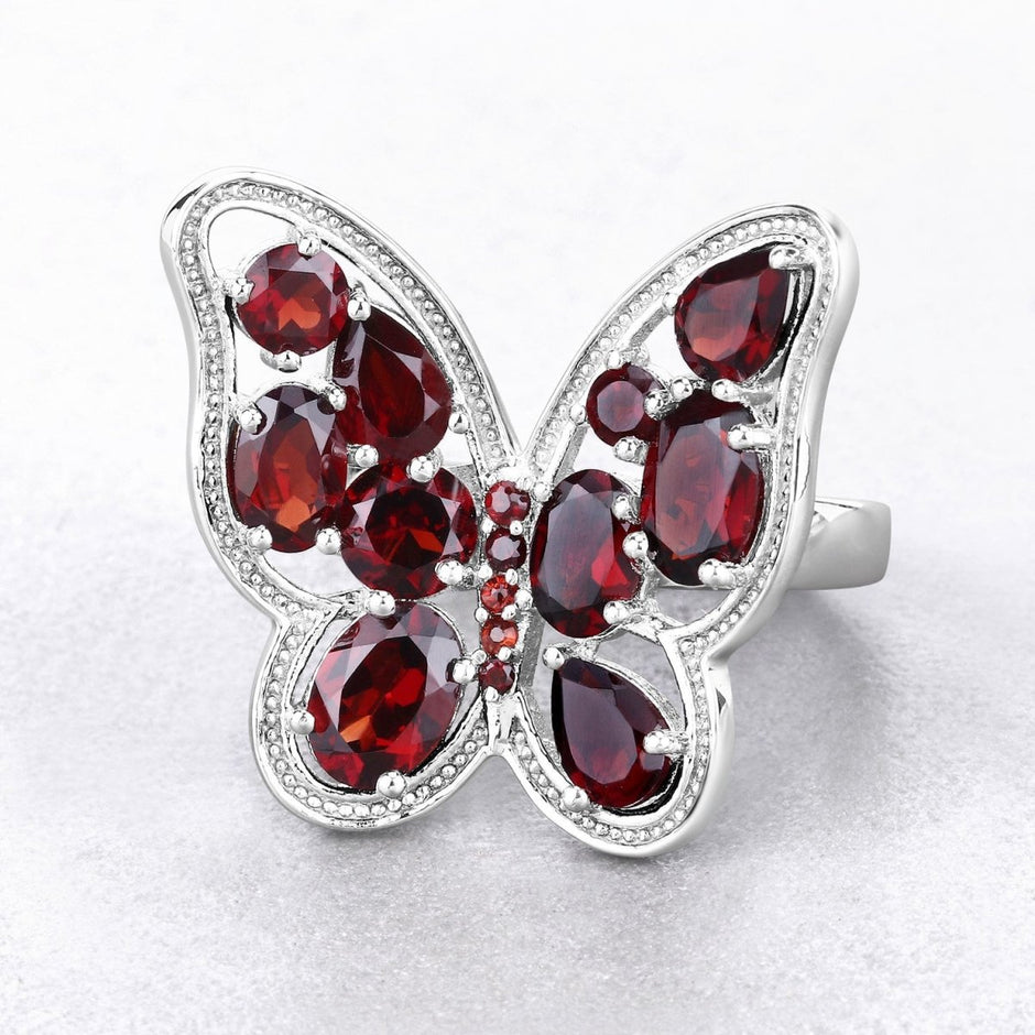 5.19 Carat Genuine Garnet .925 Sterling Silver Ring - Rings - Custom Crafting Alliance, LLC