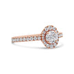 18K Rose Gold 1/2 Cttw Composite Marquise Composite Diamond Oval Shaped Halo Engagement Ring (F-G Color, VS1-VS2 Clarity) - Ring Size 7