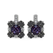 2.67 Carat Genuine Amethyst White Sapphire & Black Diamond .925 Sterling Silver Earrings
