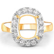 0.51 Carat Genuine White Diamond 14K Yellow Gold Semi Mount Ring - holds 10x8mm Cushion Gemstone