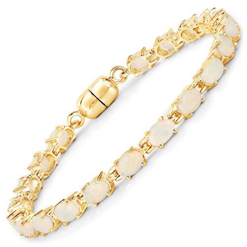 5.28 Carat Genuine Ethiopian Opal .925 Sterling Silver Bracelet - Bracelets - Custom Crafting Alliance, LLC