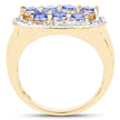 14K Yellow Gold Plated 1.70 Carat Genuine Tanzanite .925 Sterling Silver Ring