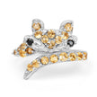 1.00 Carat Genuine Citrine & Black Spinel .925 Sterling Silver Ring