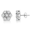 14K White Gold 1/2 Cttw Prong Set Round-Cut Diamond Flower Stud Earring (H-I Color, I1-I2 Clarity)