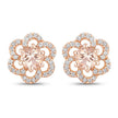 0.61 Carat Genuine Morganite and White Diamond 14K Rose Gold Earrings