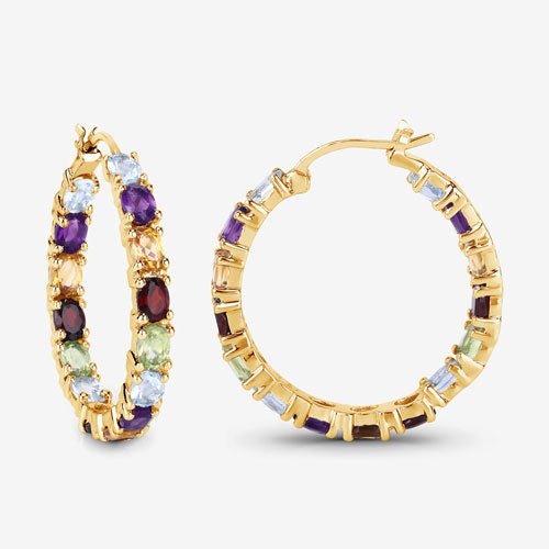 5.44 Carat Genuine Multi Stones .925 Sterling Silver Earrings - Earrings - Custom Crafting Alliance, LLC