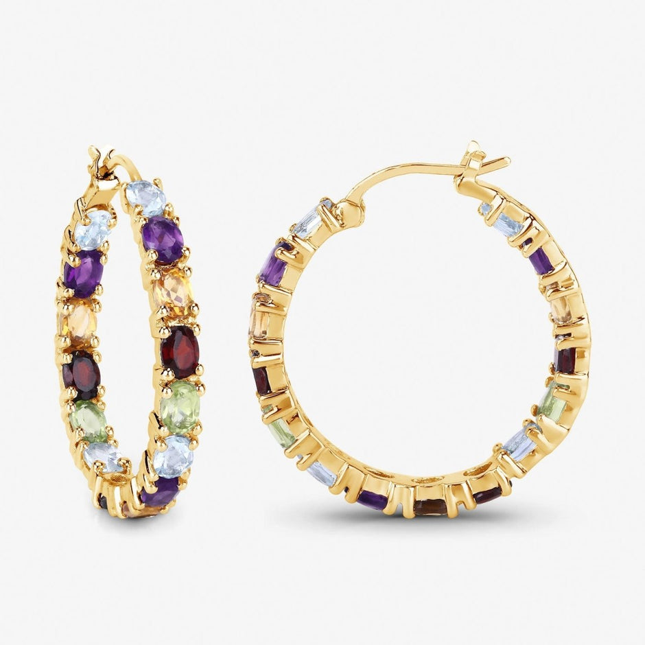 5.44 Carat Genuine Multi Stones .925 Sterling Silver Earrings - Earrings - Custom Crafting Alliance, LLC