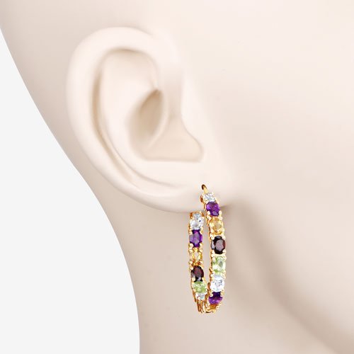 5.44 Carat Genuine Multi Stones .925 Sterling Silver Earrings - Earrings - Custom Crafting Alliance, LLC