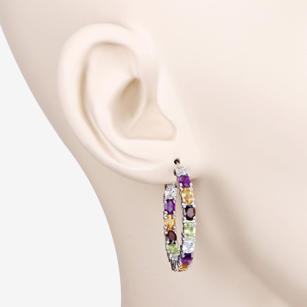 5.44 Carat Genuine Multi Stones .925 Sterling Silver Earrings - Earrings - Custom Crafting Alliance, LLC
