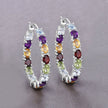 5.44 Carat Genuine Multi Stones .925 Sterling Silver Earrings - Earrings - Custom Crafting Alliance, LLC