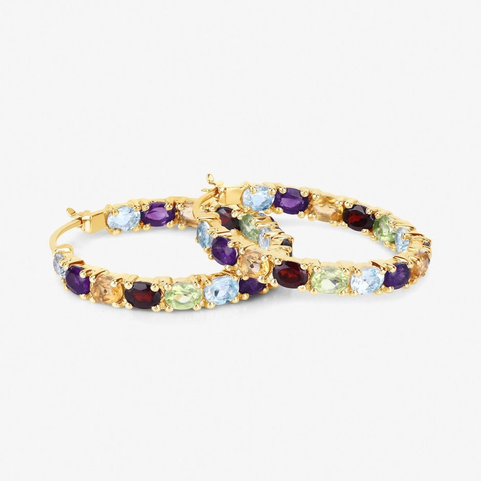 5.44 Carat Genuine Multi Stones .925 Sterling Silver Earrings - Earrings - Custom Crafting Alliance, LLC