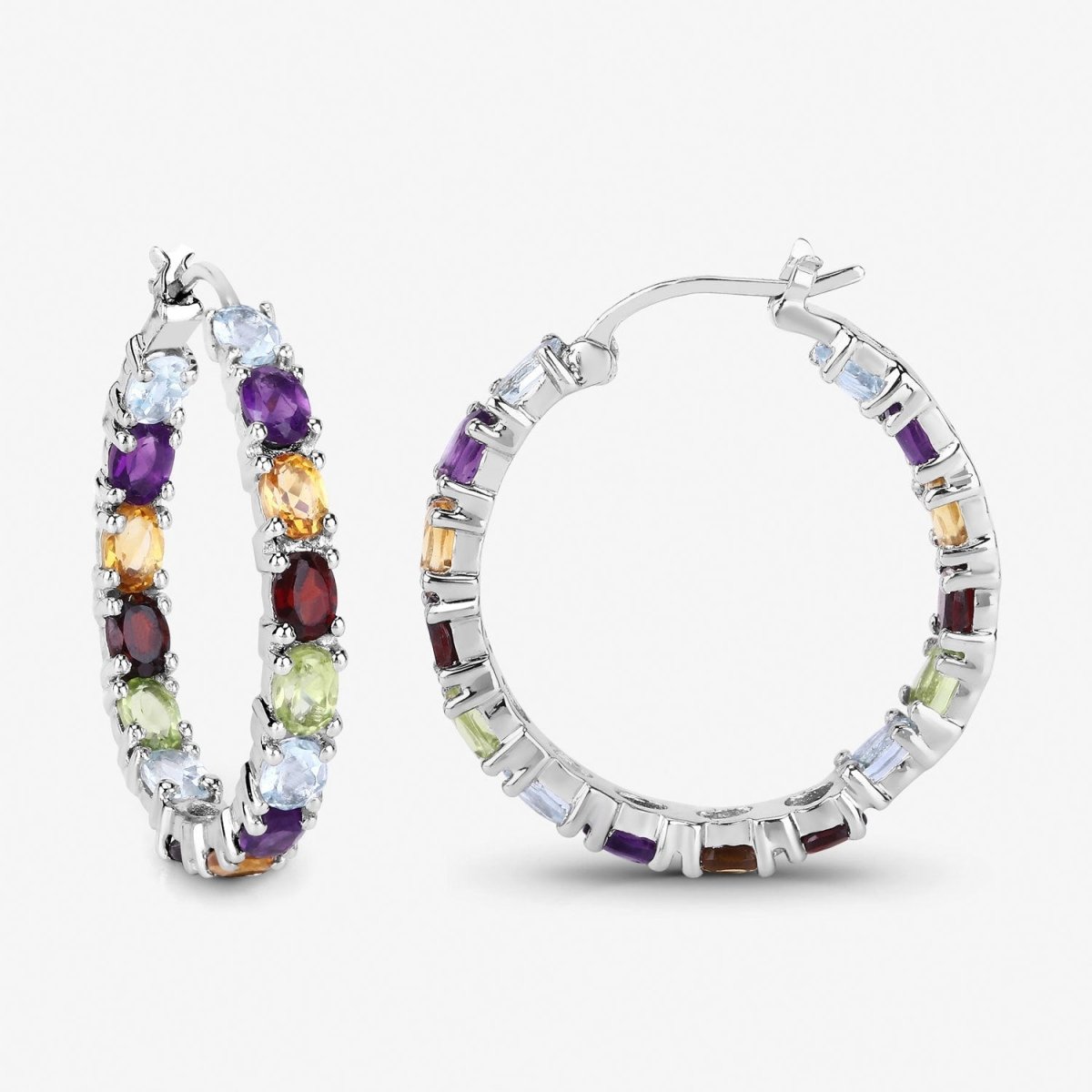 5.44 Carat Genuine Multi Stones .925 Sterling Silver Earrings - Earrings - Custom Crafting Alliance, LLC