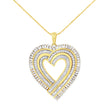 14K Yellow Gold Plated .925 Sterling Silver 1/4 Cttw Round and Baguette-Cut Diamond Composite Heart 18