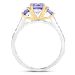 Two Tone Plated 1.07 Carat Genuine Tanzanite .925 Sterling Silver Ring