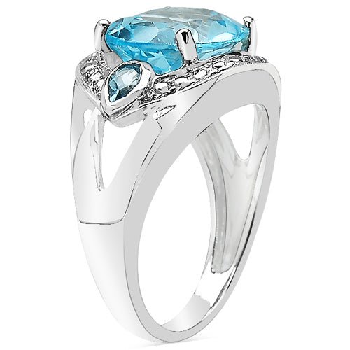 5.51 Carat Genuine Blue Topaz .925 Sterling Silver Ring - Rings - Custom Crafting Alliance, LLC