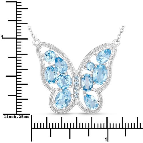 5.54 Carat Genuine Swiss Blue Topaz .925 Sterling Silver Necklace - Necklaces - Custom Crafting Alliance, LLC
