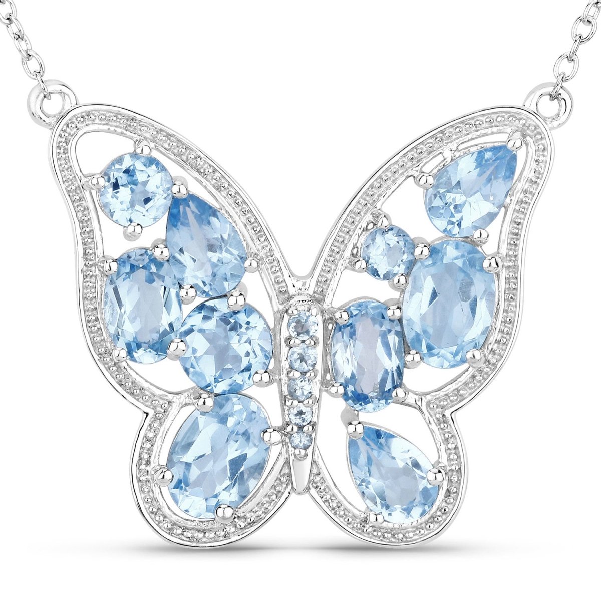 5.54 Carat Genuine Swiss Blue Topaz .925 Sterling Silver Necklace - Necklaces - Custom Crafting Alliance, LLC