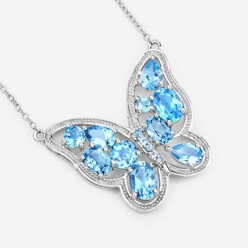 5.54 Carat Genuine Swiss Blue Topaz .925 Sterling Silver Necklace - Necklaces - Custom Crafting Alliance, LLC